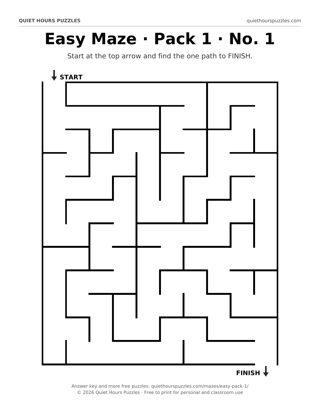 Preview of a easy maze page
