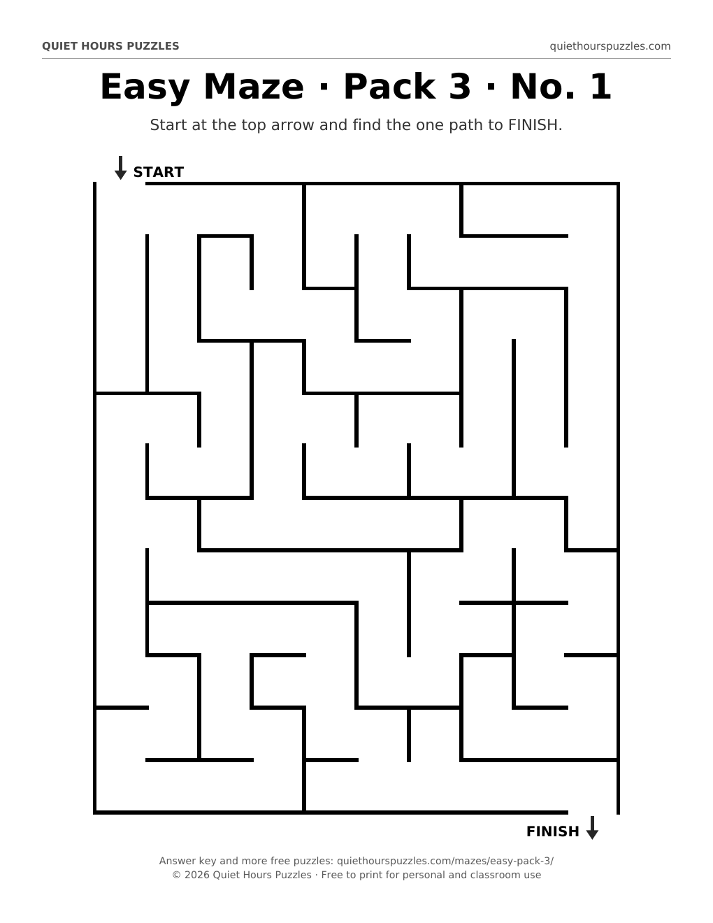 Preview of a easy maze page