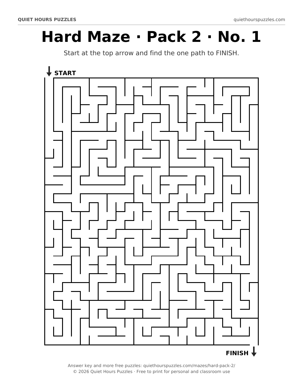 Preview of a hard maze page