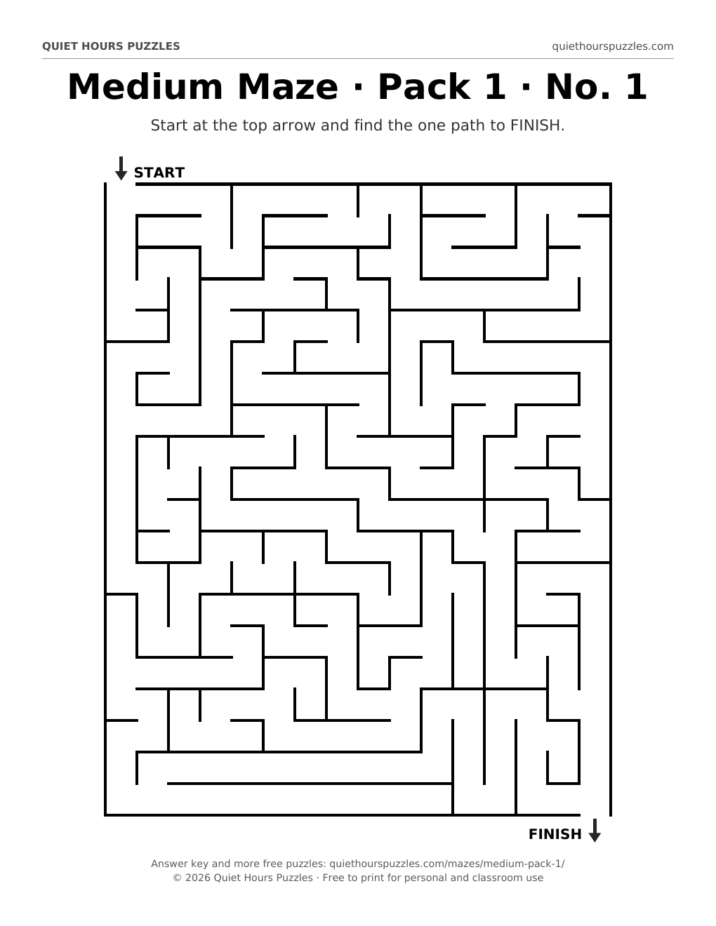 Preview of a medium maze page